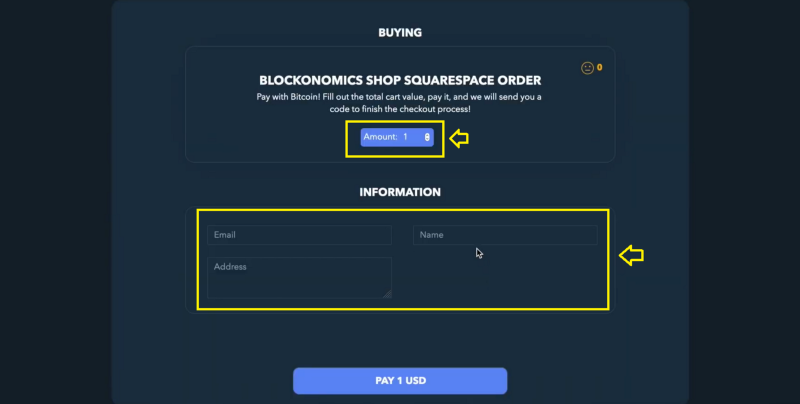 how to accept bitcoin on squarespace