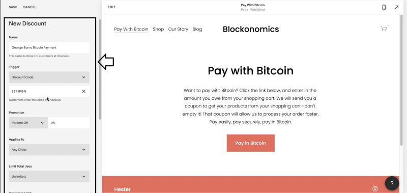 accept bitcoin payments squarespace