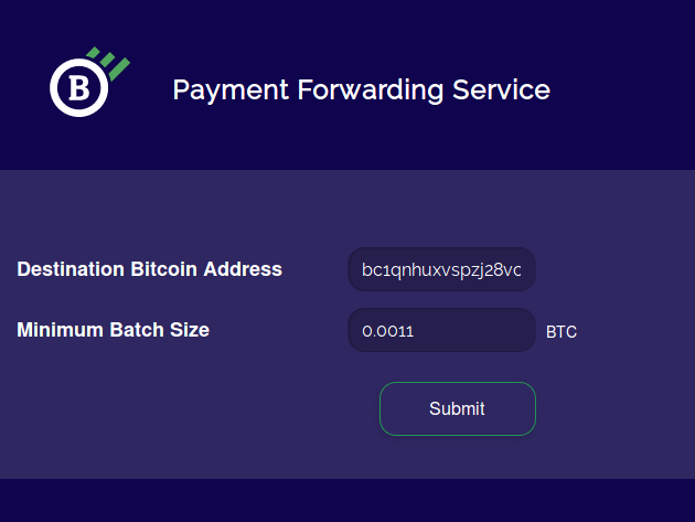 A Bitcoin Payment Forwarding Service for HD Wallets